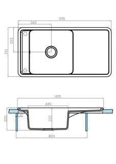 Мойка кухонная Акватон Беллис 97см кофе 1A725132BS280
